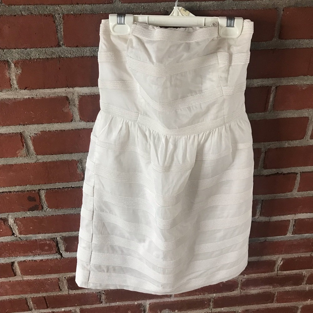 J Crew Rugby Stripe Ginny strapless dress pockets